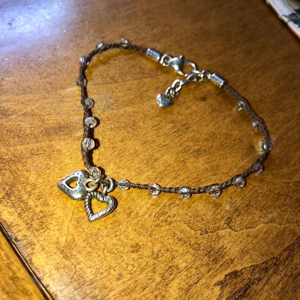Ankle bracelet - two hearts. Clasp to adjust size